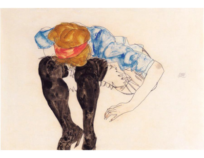 VES 14 Egon Schiele - Blondýna s černými punčochami
