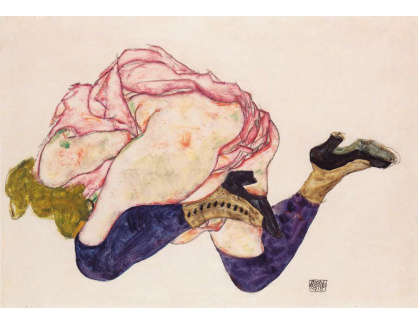 VES 19 Egon Schiele - Klečící žena s hlavou dolů