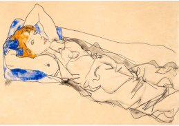VES 238 Egon Schiele - Dívka na modrém polštáři