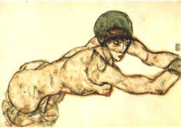 VES 239 Egon Schiele - Ženský akt se zelenou čepicí