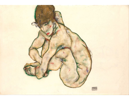 VES 242 Egon Schiele - Krčící se nahá dívka