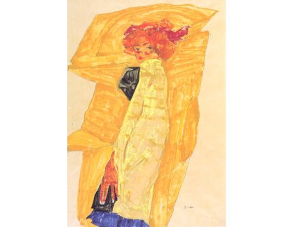 VES 74 Egon Schiele - Gerti před okrově barevným závěsem
