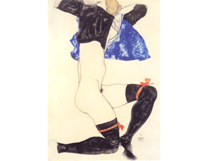VES 99 Egon Schiele - Ležící nahá žena s černými punčochami