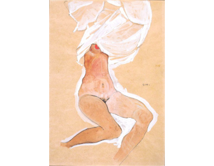 VES 162 Egon Schiele - Sedící dívčí akt s košili nad hlavou