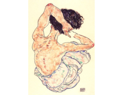VES 163 Egon Schiele - Sedící ženský akt zezadu