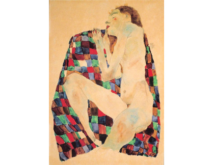 VES 192 Egon Schiele - Ženský akt na karovaném pledu