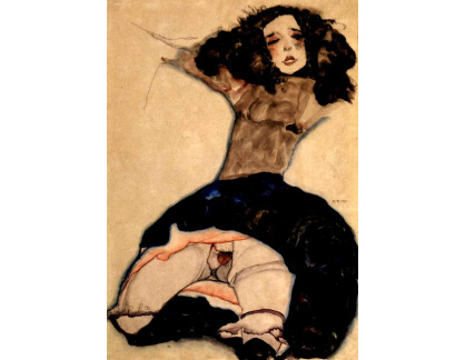 VES 218 Egon Schiele - Černovláska s vykásanou sukní