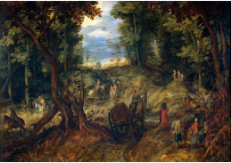 BRG-78 Jan Brueghel - Povozy na lesní cestě s postavami