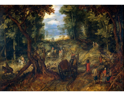 BRG-78 Jan Brueghel - Povozy na lesní cestě s postavami