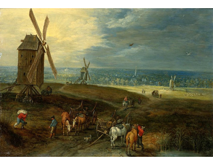 BRG-85 Jan Brueghel - Rozsáhlá krájina s poutníky u větrného mlýna