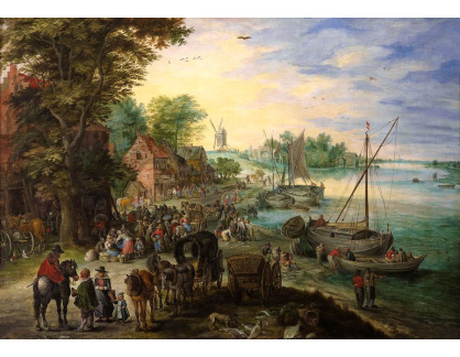 BRG-88 Jan Brueghel - Rybí trh na břehu řeky