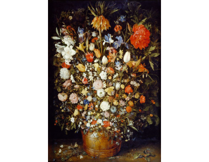 BRG-236 Jan Brueghel - Květiny v dřevěné nádobě