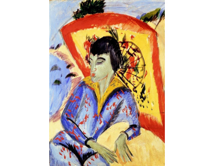VELK 57 Ernst Ludwig Kirchner - Erna Kirschner s japonským slunečníkem