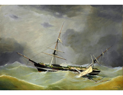 VANG203 Frederick Tudgay - Poškozená loď ve vichřici