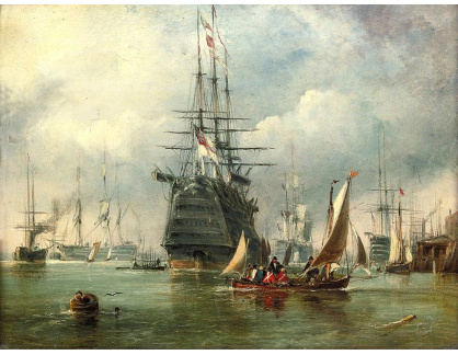 VANG207 George Chambers - Válečné lodě v přístavu v Portsmouthu
