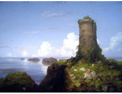 VU105 Thomas Cole - Scéna z italského pobřeží s pobořenou věží