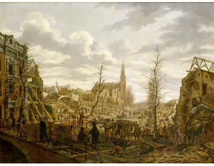 VH340 Johannes Jelgerhuis - Rapenburg, Leiden tři dny po výbuchu střelného prachu na lodi 12.01.1807