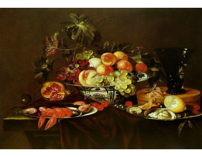 VH349 Joris van Son - Zátiší s korýši, ústřicemi a ovocnou mísou