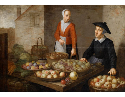 VH386 Floris van Schooten  - Scéna z trhu, prodejci ovoce a zeleniny