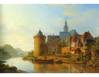 VH488 Cornelis Springer - Město na břehu řeky Rýn