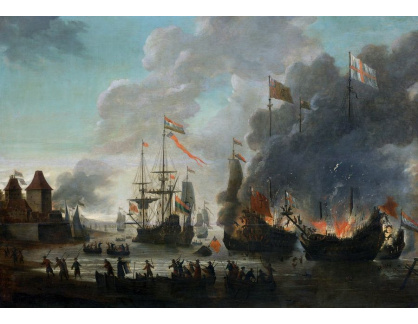 VL69 Jan van Leyden - Hořící anglické lodě během útoku na Medway, 20. června 1667
