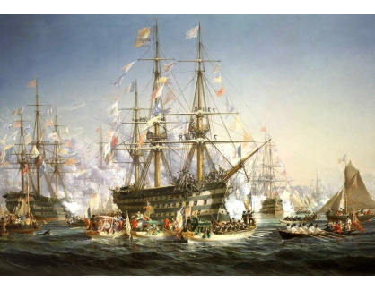 VL187 Jules Noel - Příjezd Napoleona a královny Viktorie na lodi Bretagne do Cherbourgu 5 srpna 1858