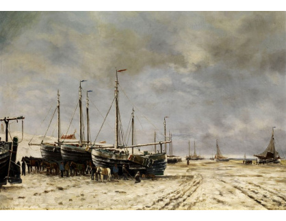 VL208 Hendrik Willem Mesdag - Pobřežní krajina se zamrzlými loděmi