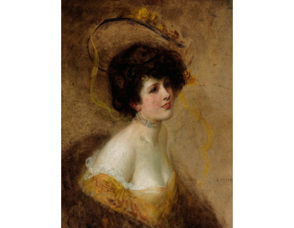 DDSO-83 Eduard Veith - Portrét dámy s kloboukem ve žlutých šatech