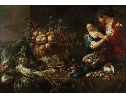 DDSO-391 Adriaen van Utrecht - Zátiší s ovocem a s mladým mužem a ženou