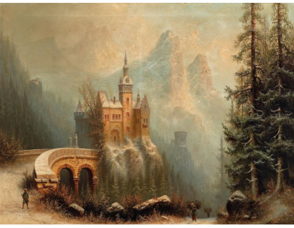 DDSO-396 Albert Bredow - Zimní krajina s hradem v horách