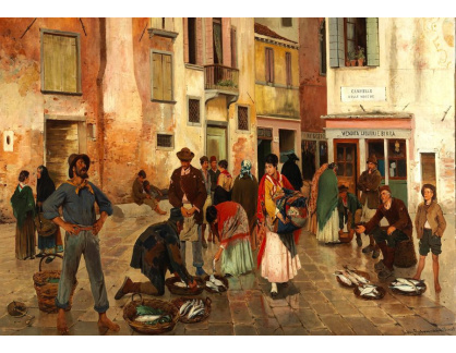 Slavné obrazy III-DDSO-615 Franz Leo Ruben - Rybí trh v Benátkách