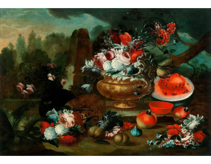 DDSO-964 Neznámý autor - Zátiší s květinami a vodním melounem