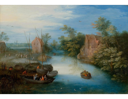 DDSO-753 Jan Brueghel - Říční krajina s lodí a postavami