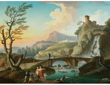 DDSO-872 Charles-Francois de Lacroix - Skalnatá říční krajina s postavami a mostem před vodopádem