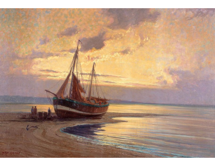 DDSO-1078 Alexander Kircher - Rybářský člun na pobřeží ve večerním světle