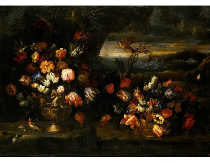DDSO-1206 Francesco Mantovano - Zátiší s květinami v pobřežní krajině