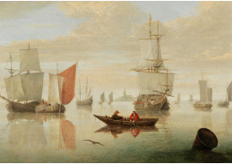 DDSO-1336 Willem van Diest - Plachetnice a rybářské lodě na klidném moři u pobřeží