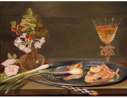 DDSO-2271 Frans Ykens - Zátiší s květinami a talířem s krevetami