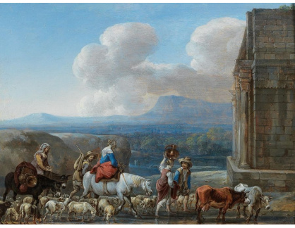 DDSO-2294 Jan van den Hecke - Pastýři a cestující u triumfálního oblouku v římském Campagna