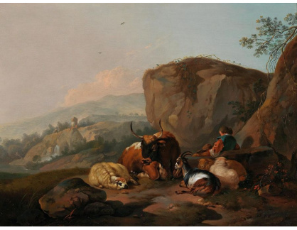 DDSO-2299 Johann Heinrich Roos - Italská krajina s pastýři a jejich stádem