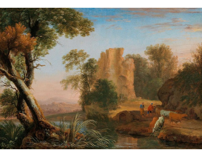 DDSO-1628 Henri Mauperché - Krajina s pastýři a jejich stádem u potoka