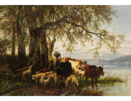 DDSO-1646 Christian Friedrich Mali - Pastýř s dobytkem a stádem ovcí