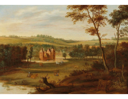 DDSO-1654 Isaac van Oosten - Kopcovitá krajina s vodním hradem