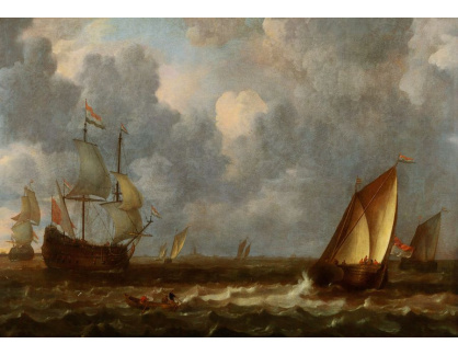 DDSO-1749 Lieve Verschuier - Lodě a veslice na neklidném moři u pobřeží