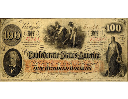 VP198 Stodolarová bankovka Konfederace z roku 1863