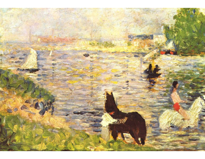 SO IV-146 Georges Seurat - Bílý a černý kůň v řece