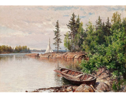 SO VIII-378 Hjalmar Munsterhjelm - Člun na břehu jezera