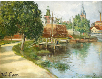 SO V-385 Viktor Lindblad - Pohled na město s kostelem