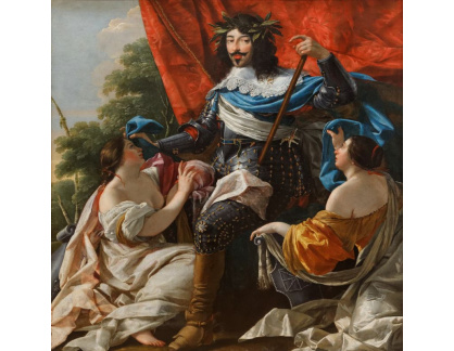 SO XII-497 Simon Vouet - Portrét Ludvíka XIII mezi postavami symbolizujícími Francii a Navarre