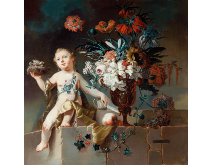 SO XII-489 Johann Martin Metz - Zátiší s květinami a ptačím hnízdem